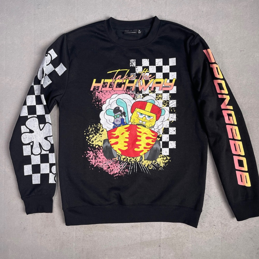 Nickelodeon Spongebob Sweatshirt Take The Highway Graphic Print‎ Mens M